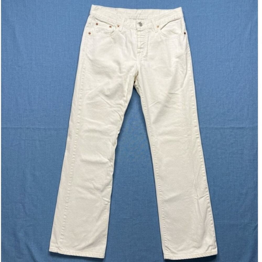 Vintage Lucky Brand Dungarees Jeans 8/29 White Made in USA Wide Boot Leg